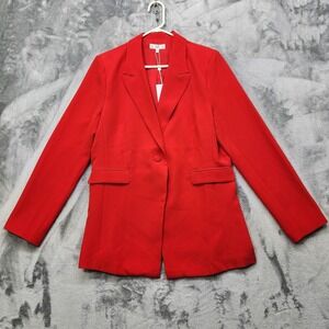 NEW Ovi Blazer Womens L Red Single Button Lined Jacket Preppy Office Career